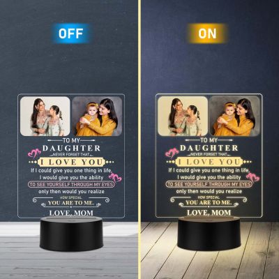 Daughter UV Print Lamp with Warm White Light Gift for Daughter from Mom & Dad